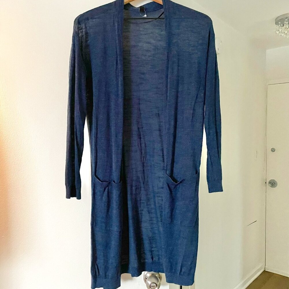 Long Linen Open Front Cardigan Like New